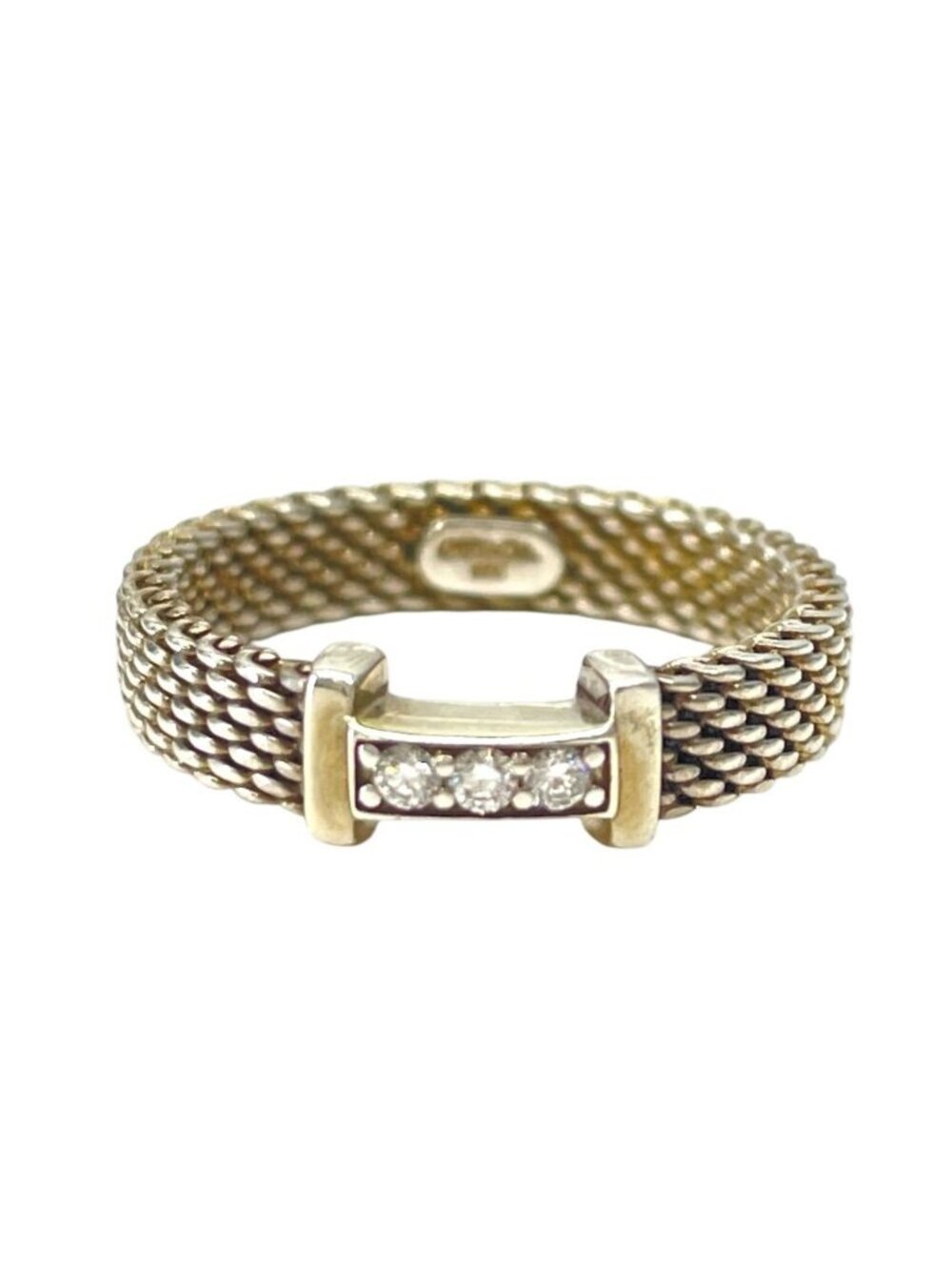 Tiffany & Co Somerset Mesh Ring Silver Diamond